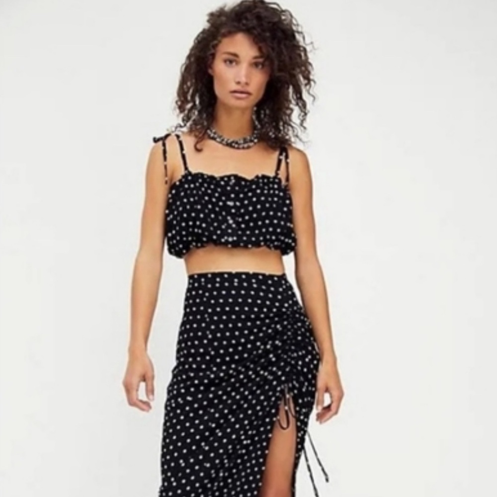 Free People Black Polka Dot Cutie Strap/Strapless Top size 4